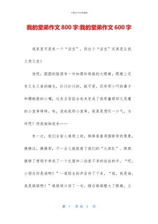 我的堂弟作文800字