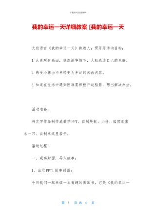 我的幸运一天详细教案