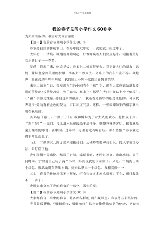 我的春节见闻小学作文600字