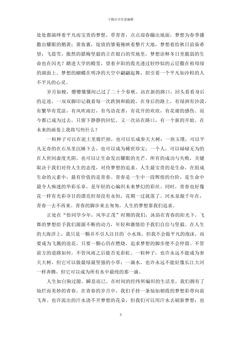 我的梦想演讲稿模板合集4篇_第3页