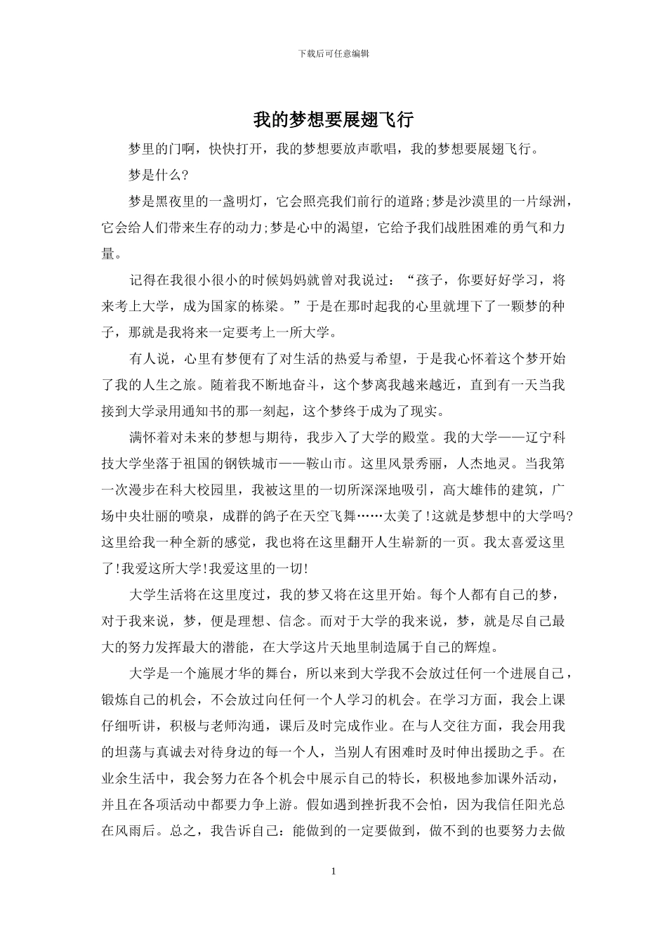 我的梦想要展翅飞翔_第1页