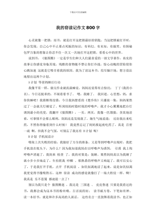 我的窃读记作文800字
