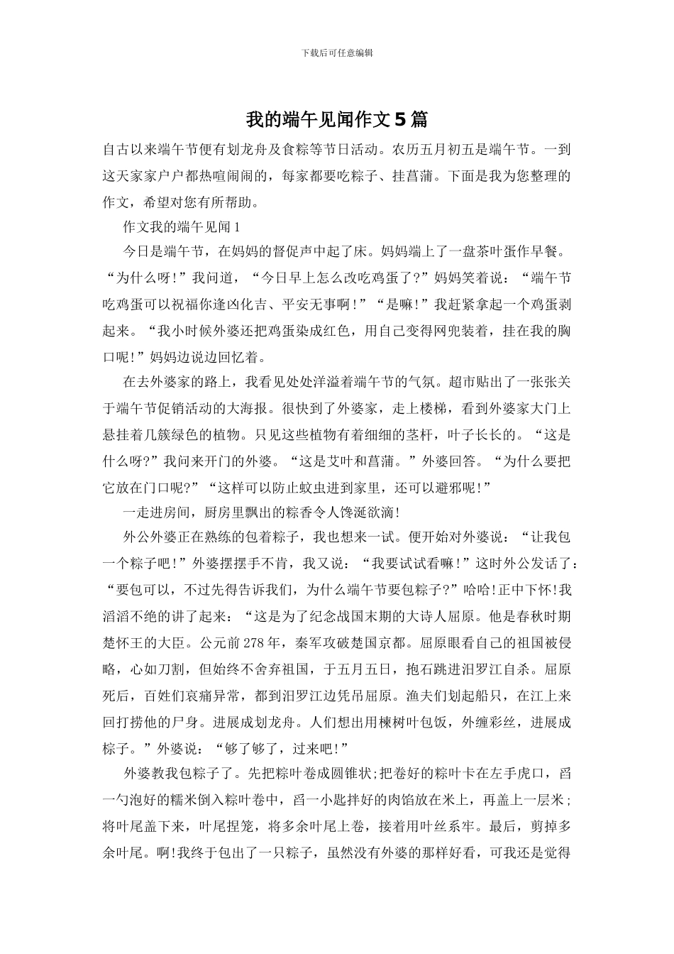 我的端午见闻作文5篇_第1页