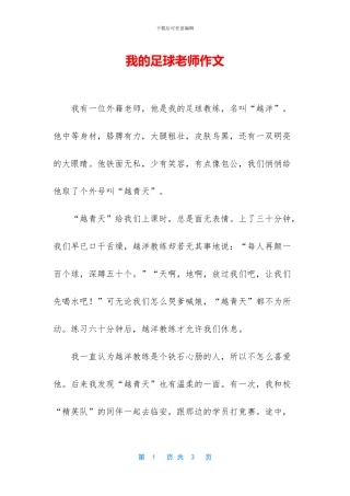 我的足球老师作文