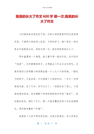 我真的长大了作文600字