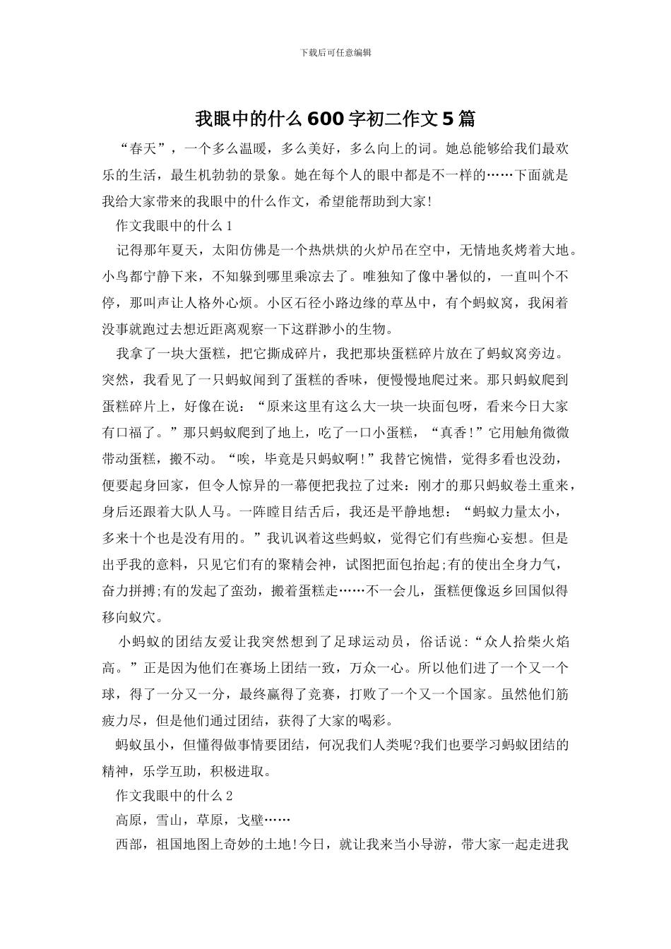 我眼中的什么600字初二作文5篇_第1页