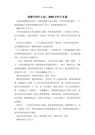 我眼中的什么初二600字作文5篇