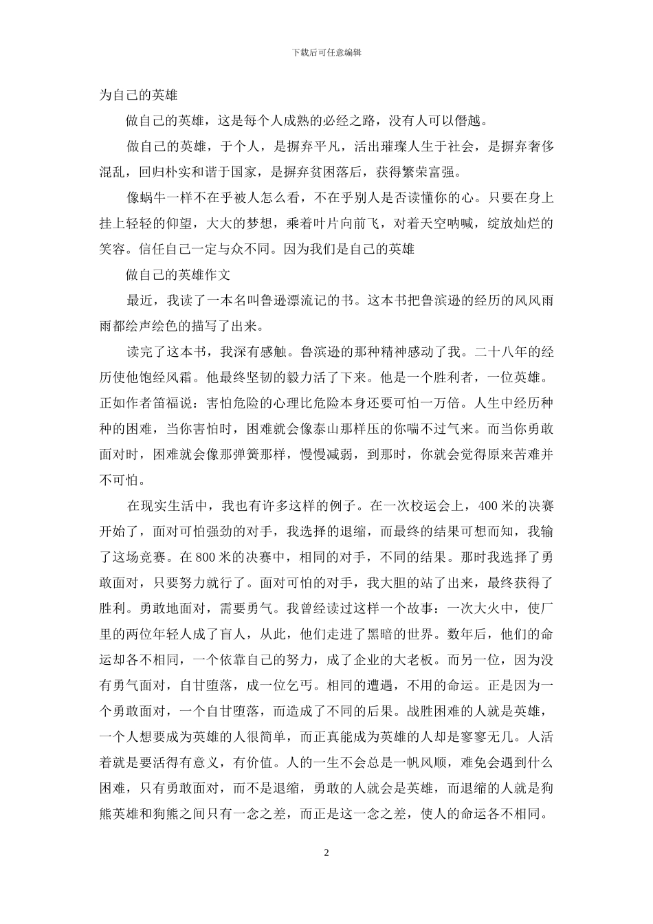 我要做自己的英雄是什么歌_第2页