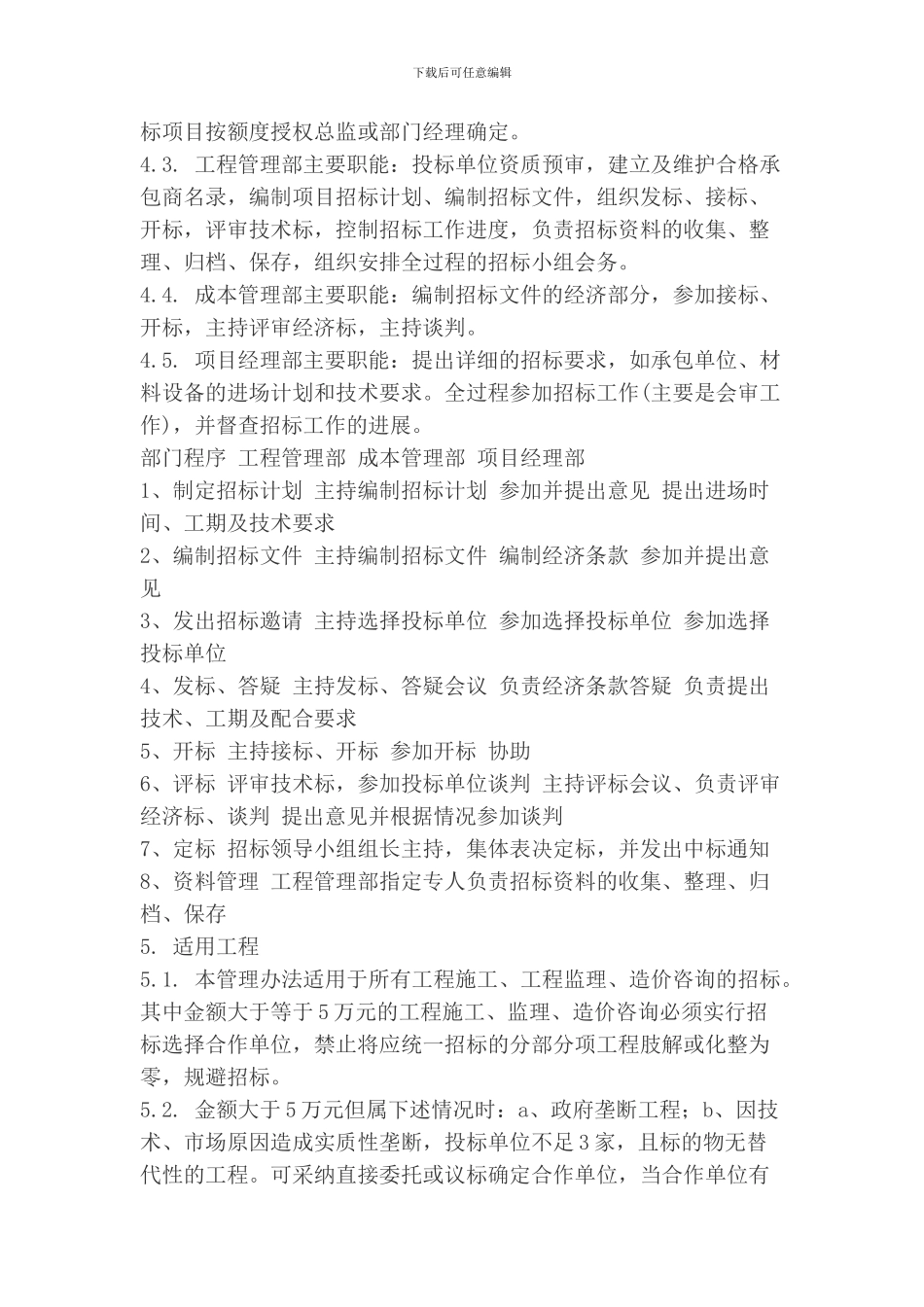 房地产公司工程自行招标管理办法_第2页