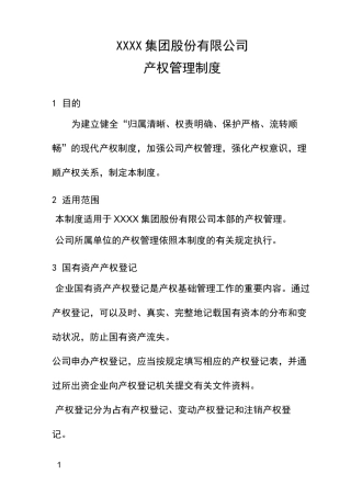 XXXX公司产权管理制度
