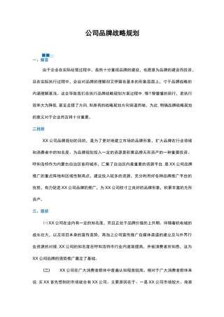 公司品牌战略规划