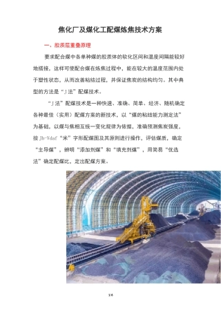 焦化厂及煤化工配煤炼焦技术方案