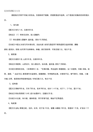 (完整版)精典民间药酒配方大全