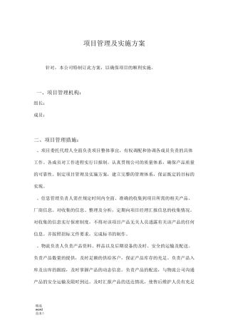 项目管理及实施方案