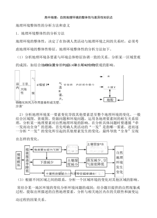 高中地理：自然地理环境的整体性与差异性知识点