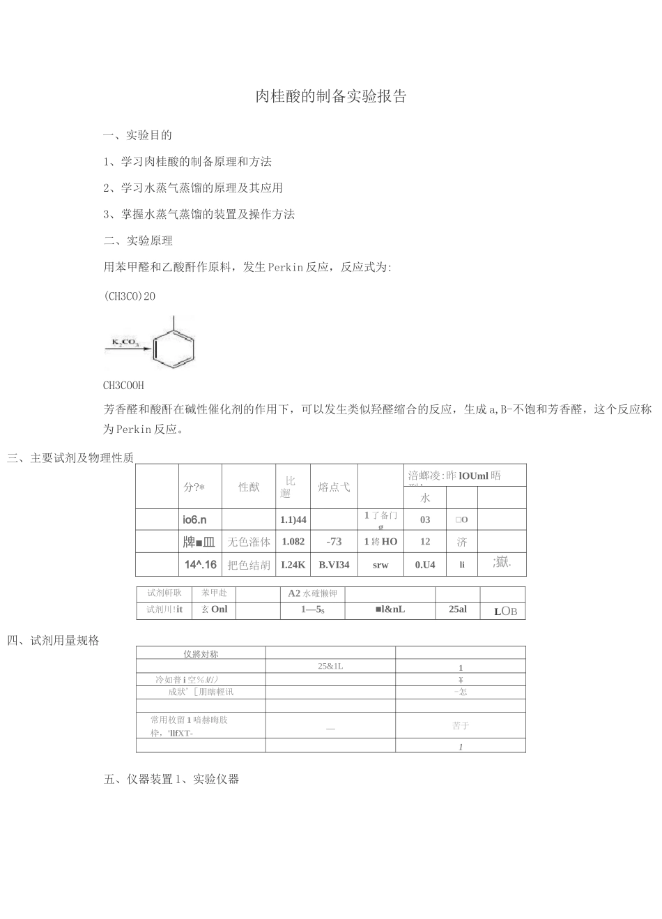肉桂酸的制备实验报告_第1页