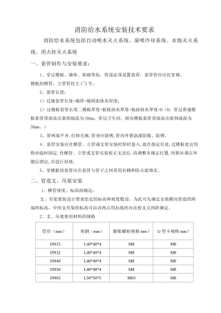 消防给水系统安装技术要求