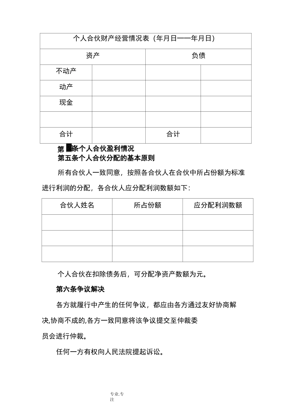合伙人投资利润分配协议书范本_第3页