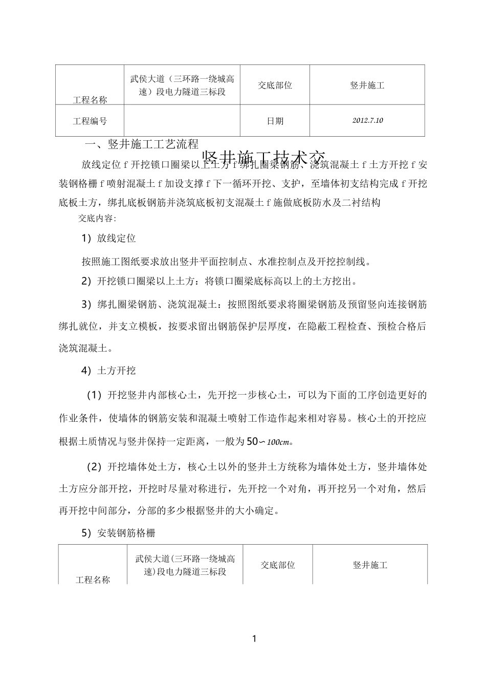竖井工程施工技术交底_第1页