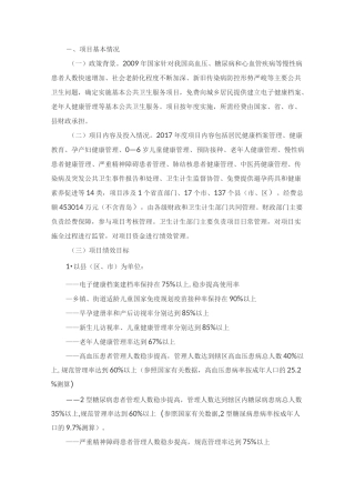 公共卫生服务资金—基本公共卫生服务资金绩效评价报告