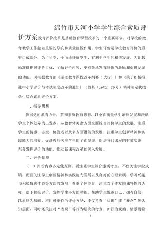 小学生综合素质评价方案