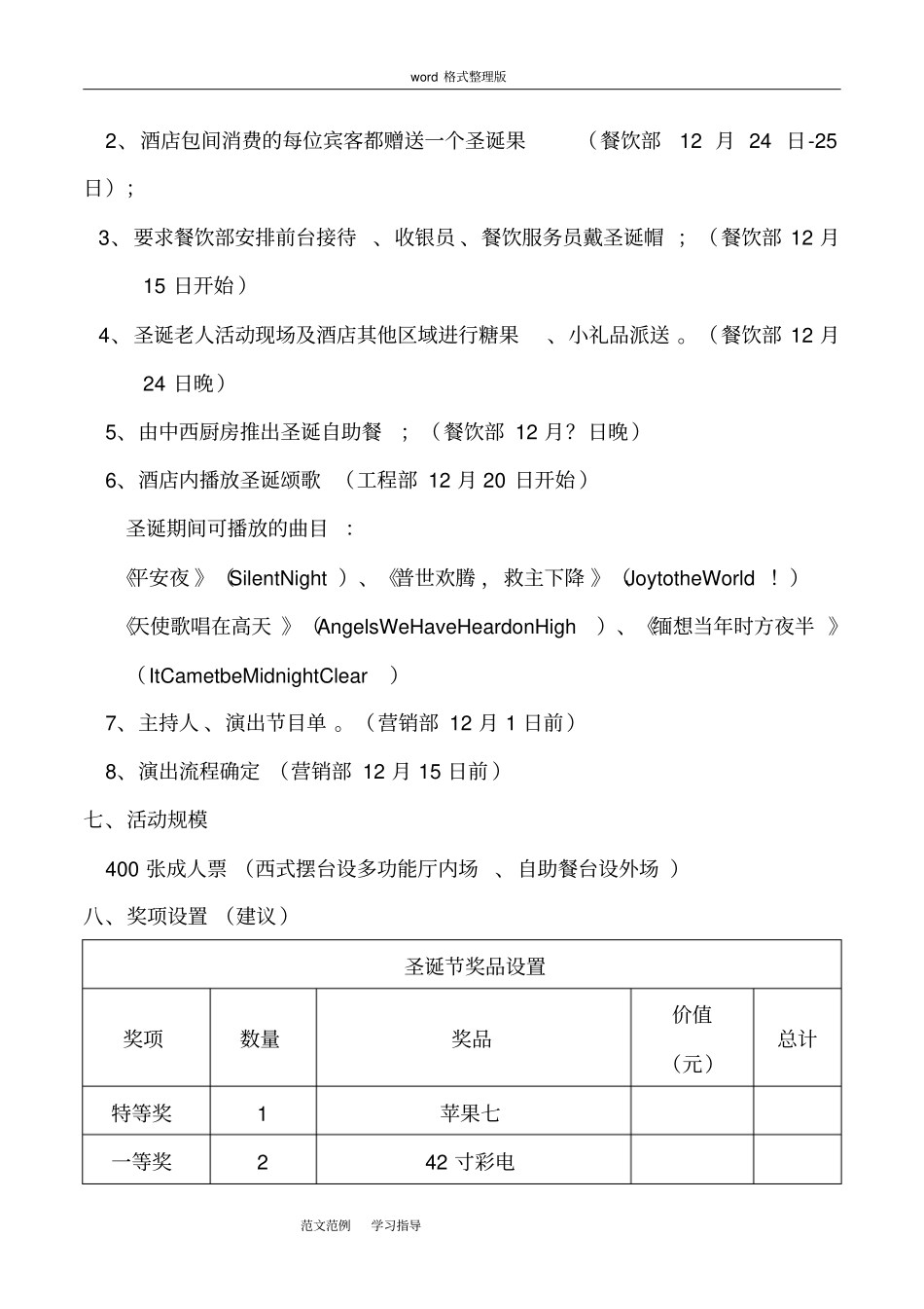 酒店2018年圣诞节活动策划方案总结_第3页