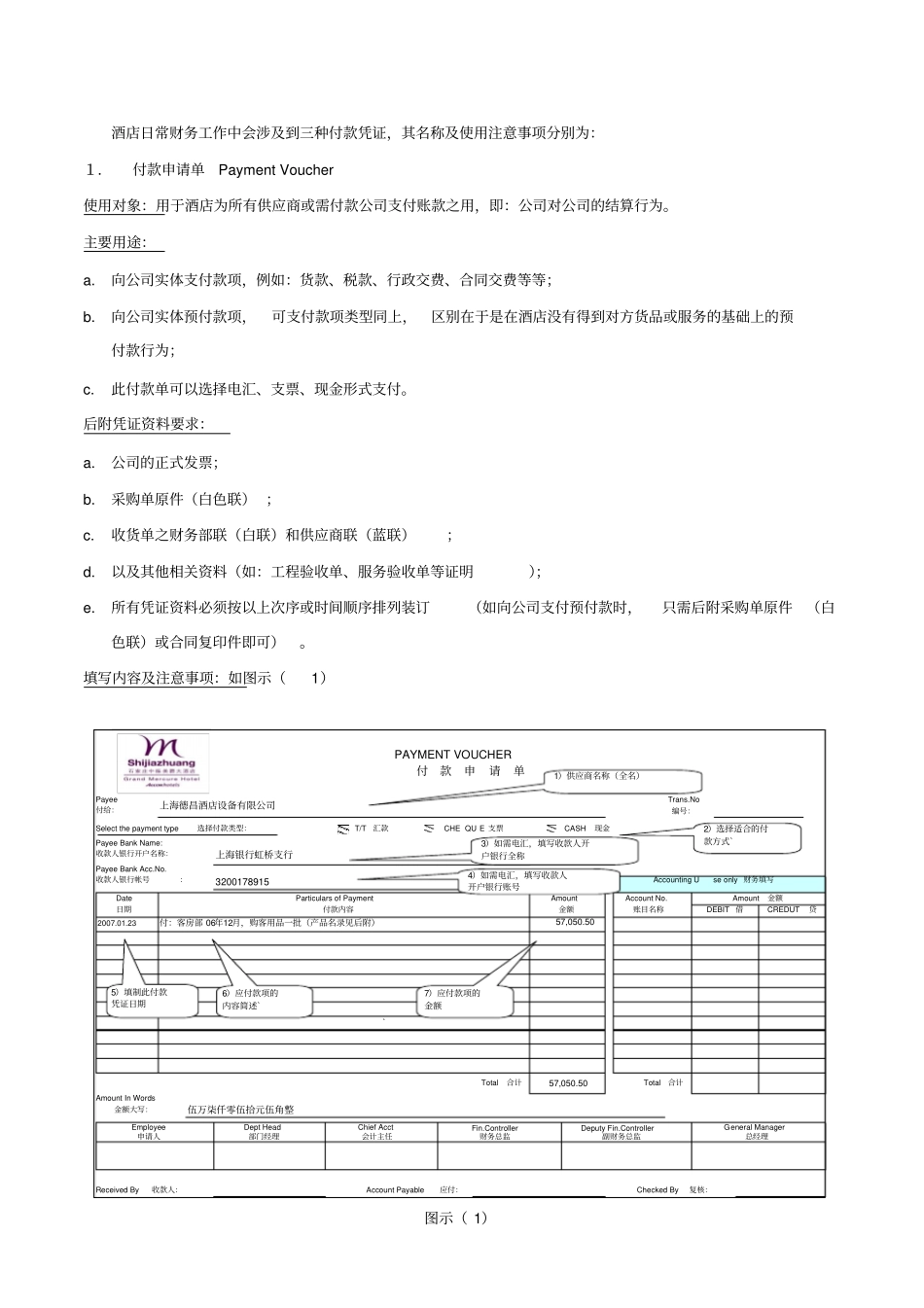 酒店之财务付款凭证填写规范_第1页