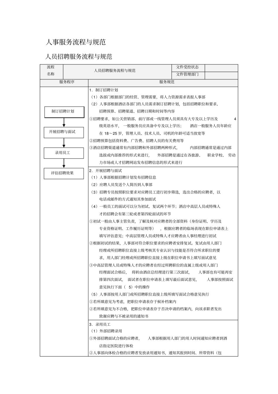 酒店人事部服务流程与规范精细化管理范文_第3页