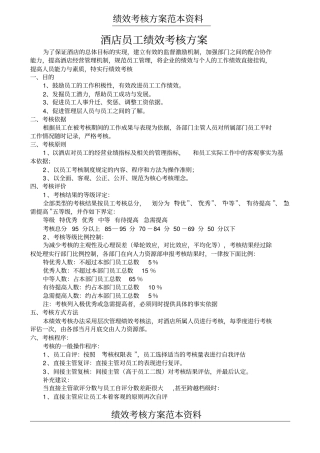 酒店员工绩效考核方案及考核表12