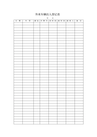 酒店外来车辆出入登记表