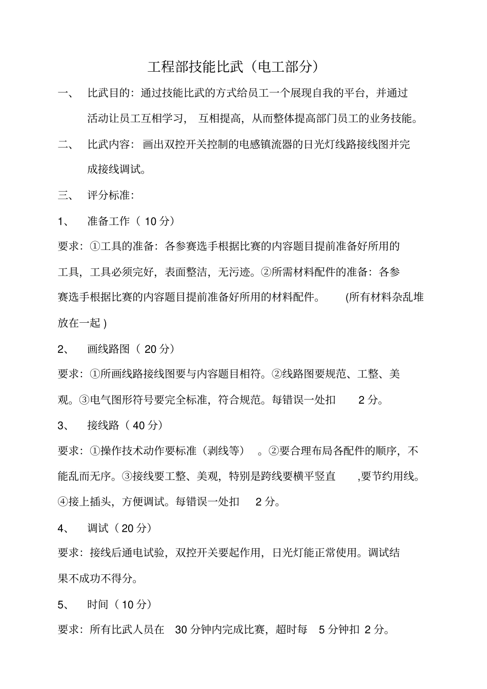 酒店工程部第一届技能比武大赛方案_第2页