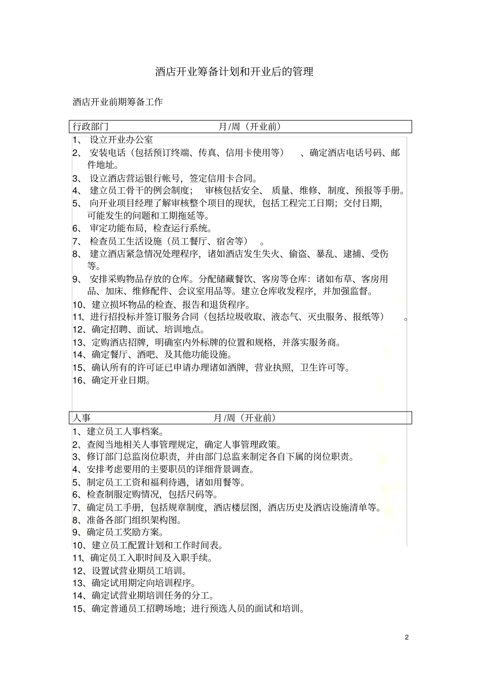 酒店开业前期筹备工作和开业后的管理_第2页