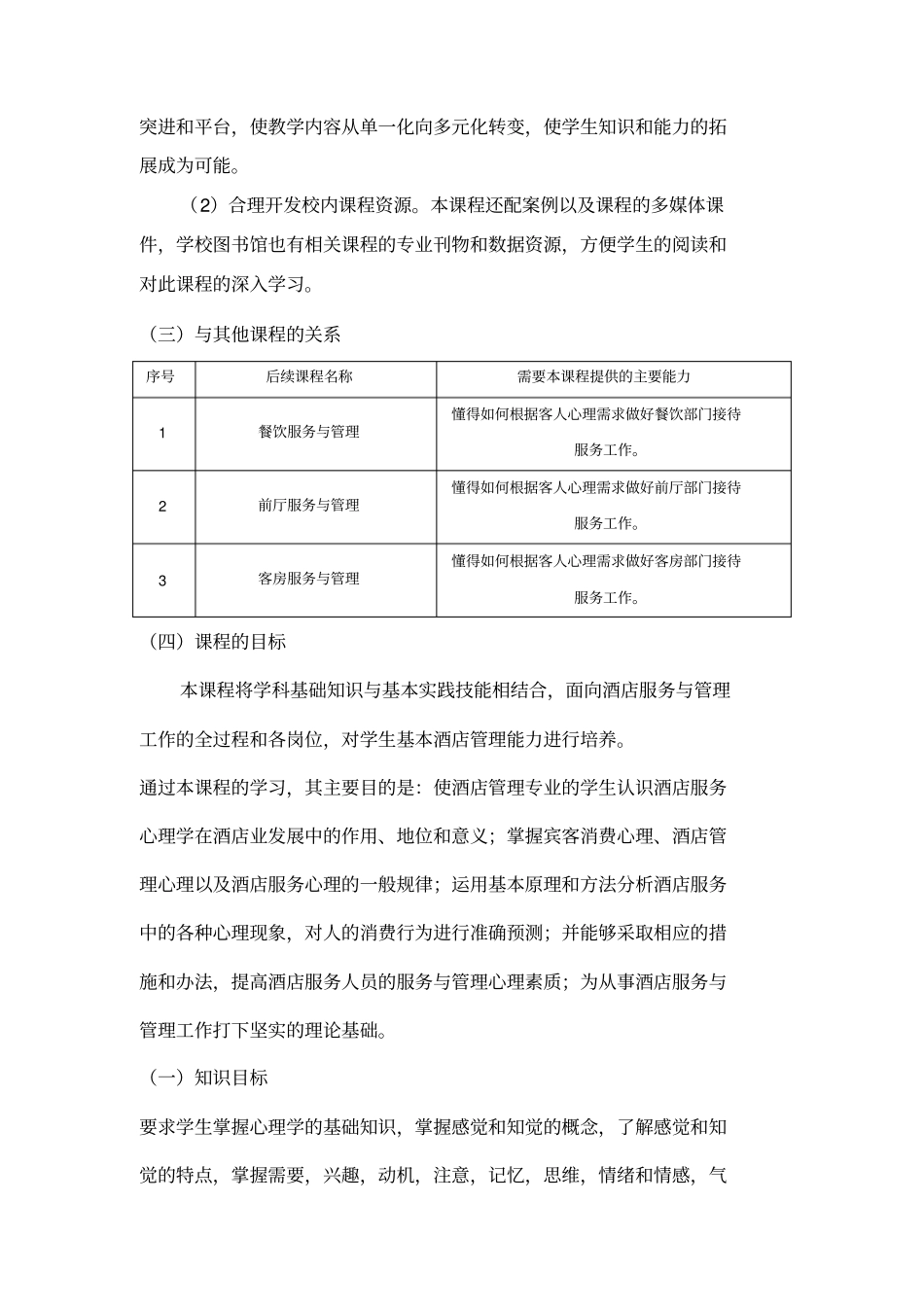酒店服务心理学课程标准_第2页