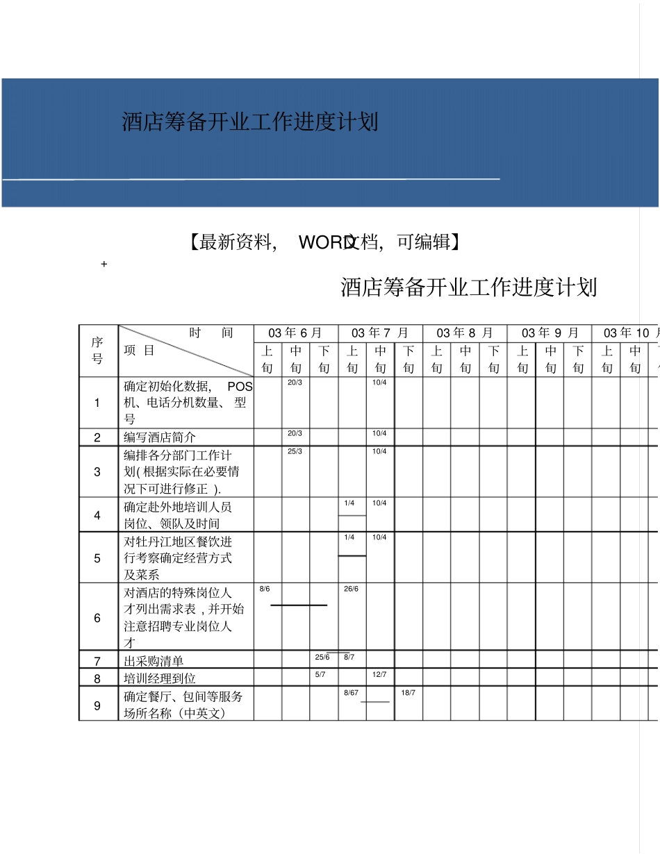 酒店筹备开业工作进度计划_第1页