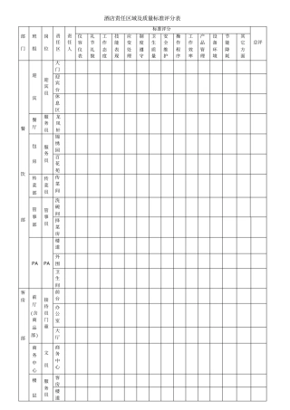 酒店责任区域及质量标准
