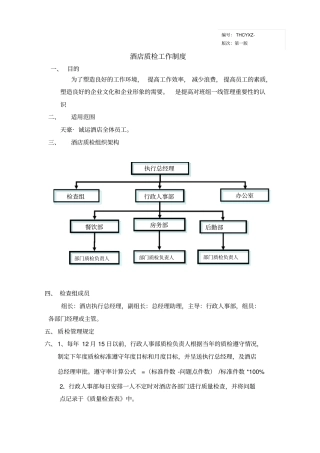 酒店质检工作制度