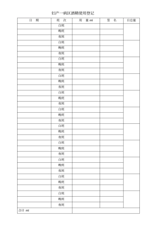 酒精使用登记本