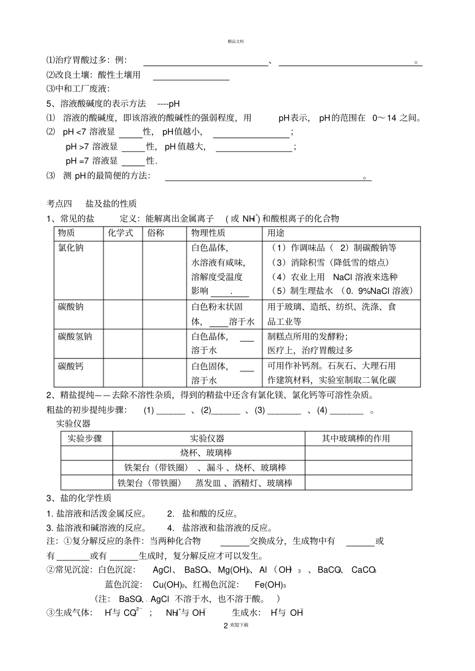 酸碱盐一轮复习学案_第2页