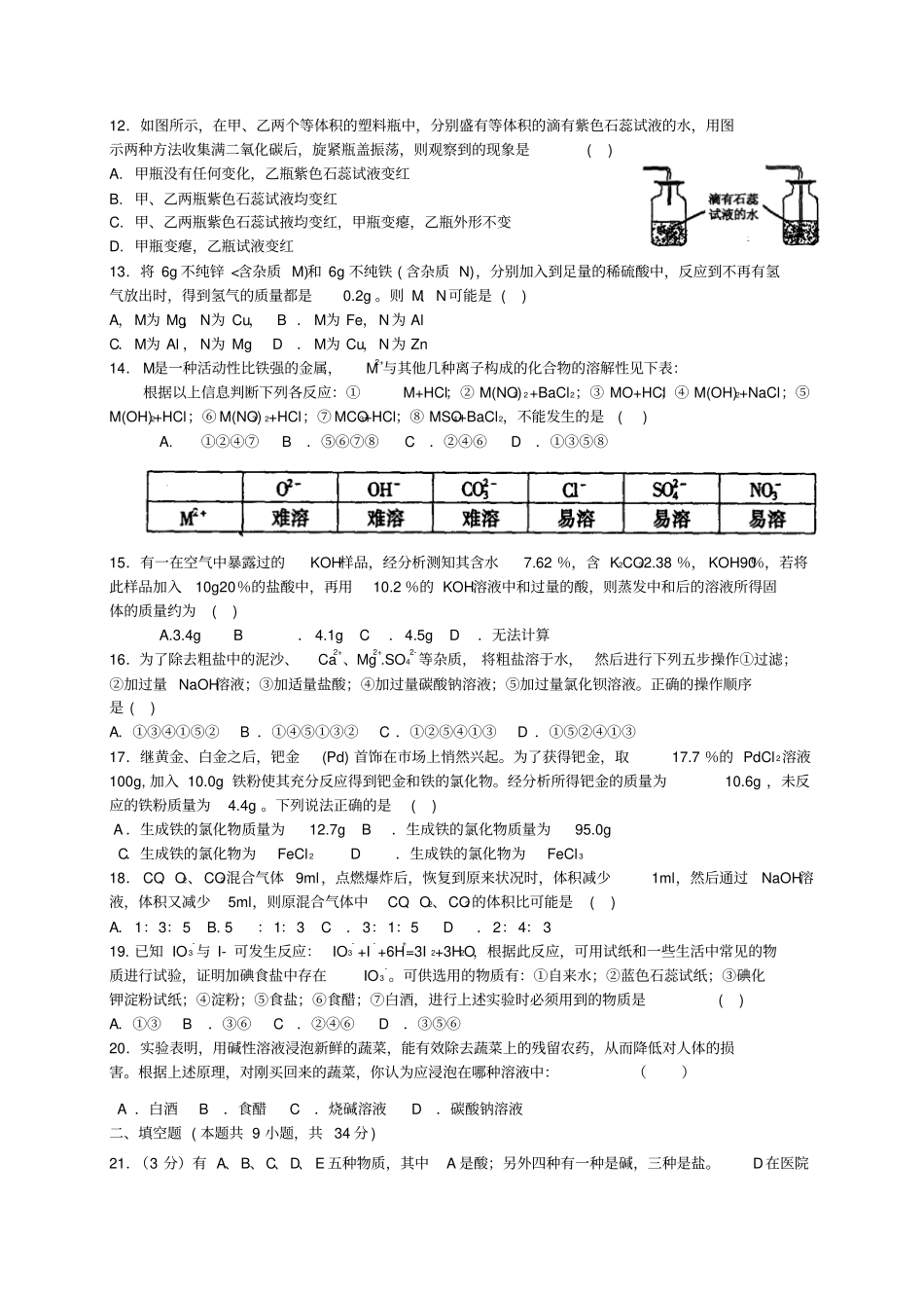 酸碱盐难题竞赛_第2页