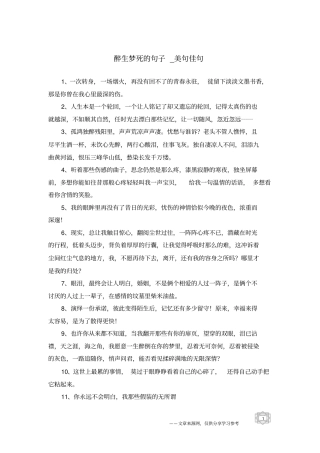 醉生梦死的句子-美句佳句