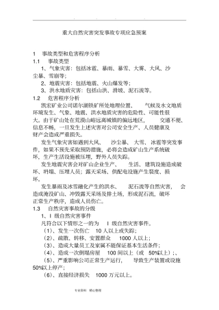 重大自然灾害突发事故专项应急救援预案