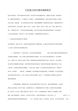 重大项目建设调研报告