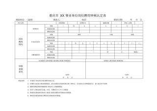 重庆XX事业单位岗位聘用审核认定表