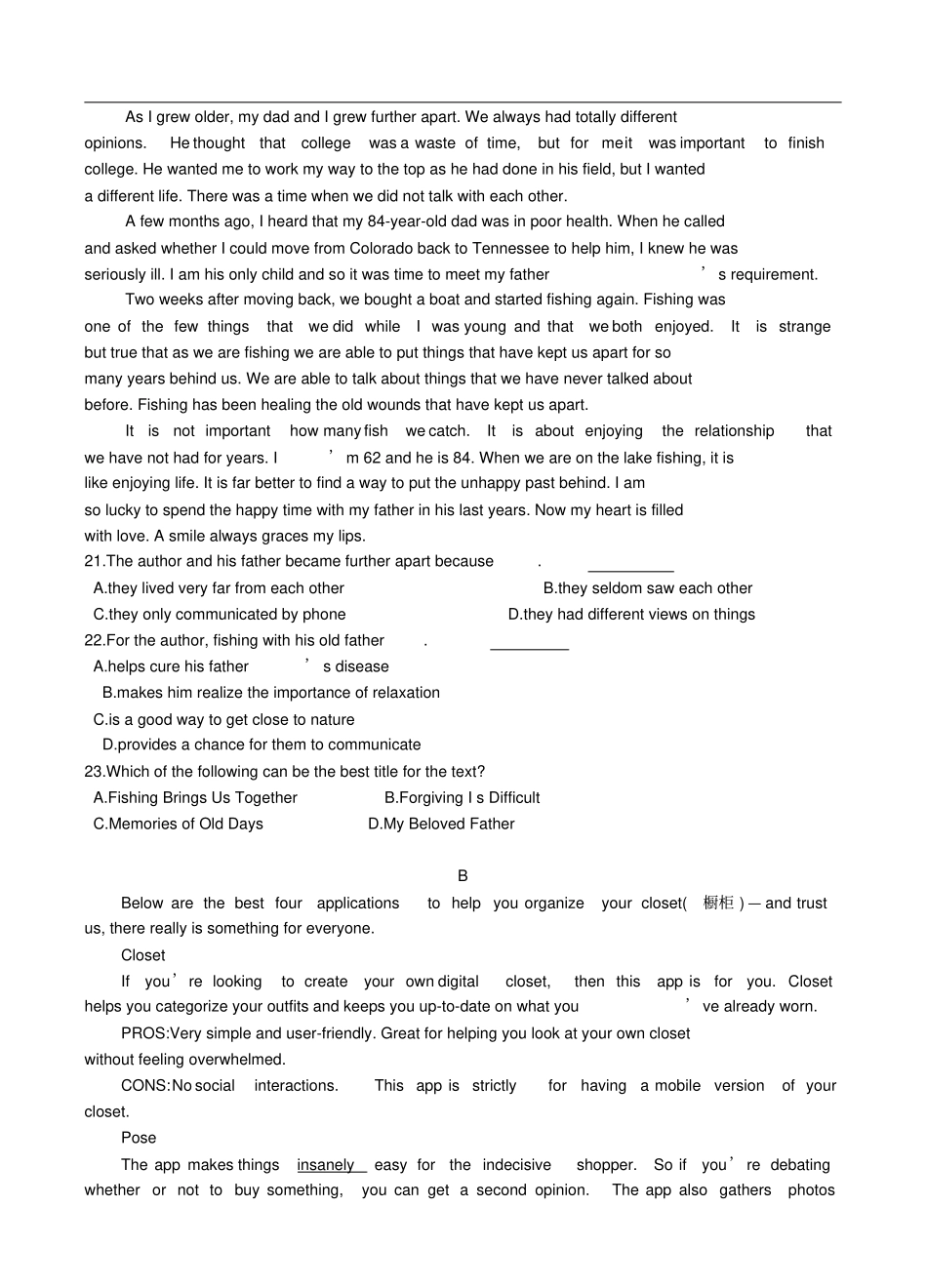 重庆第一中学高三英语3月月考试题_第3页