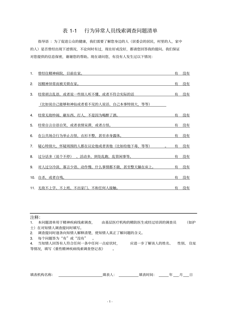 重性精神病常用表格讲解_第1页