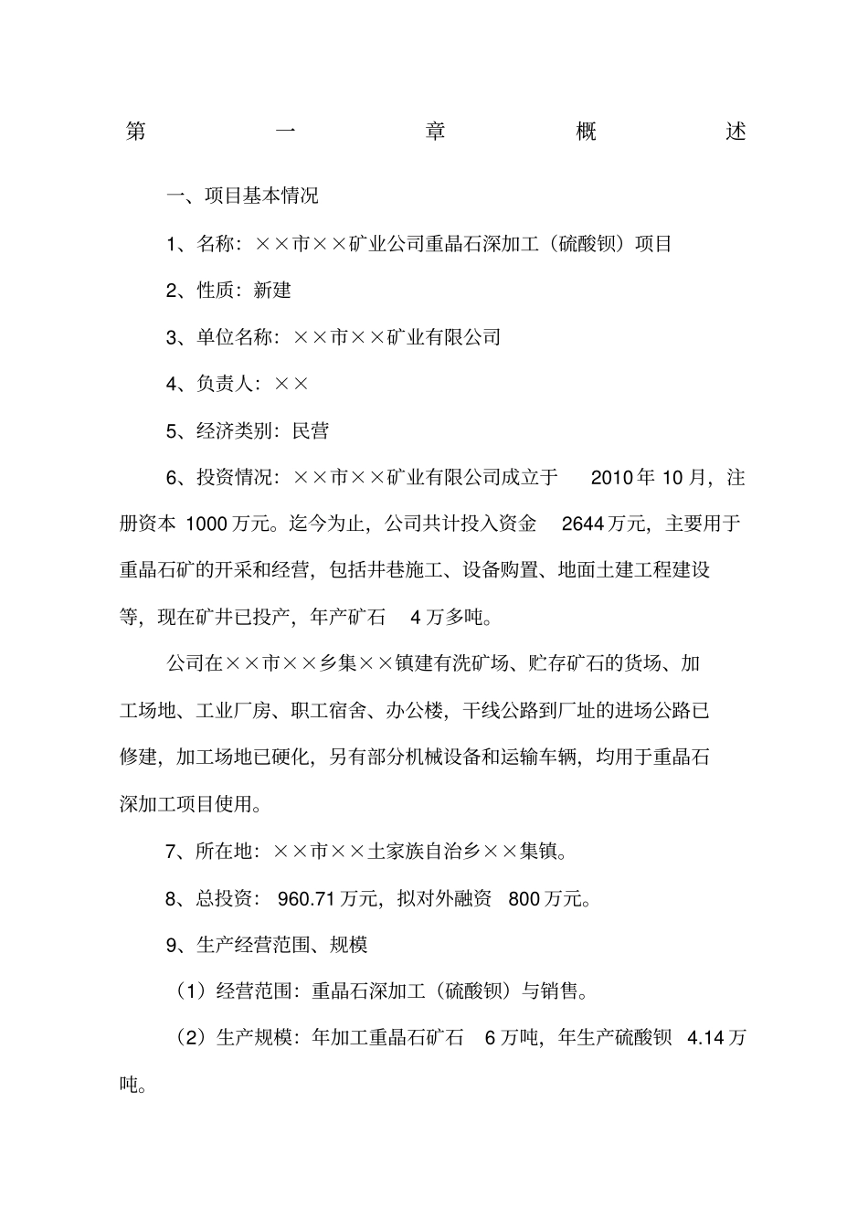 重晶石深加工项目可研报告_第1页