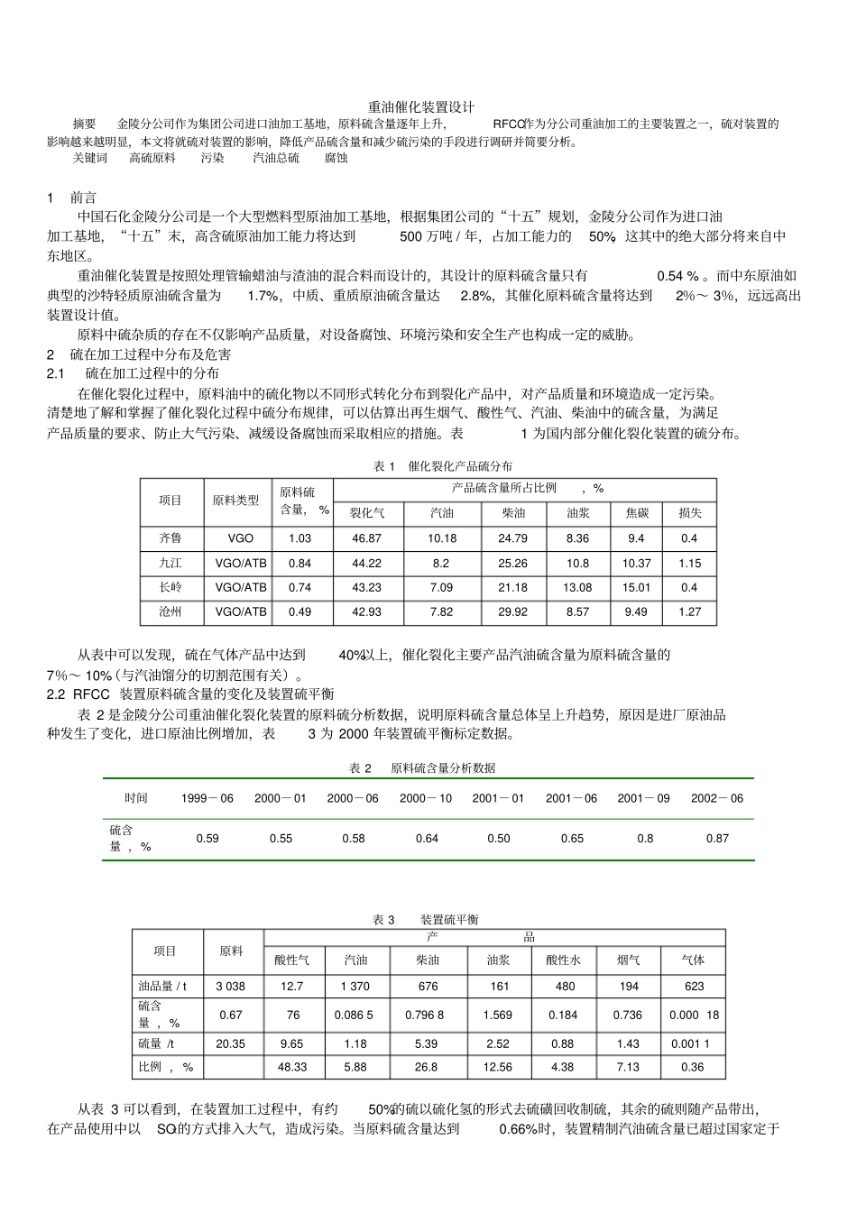 重油催化装置设计_第1页