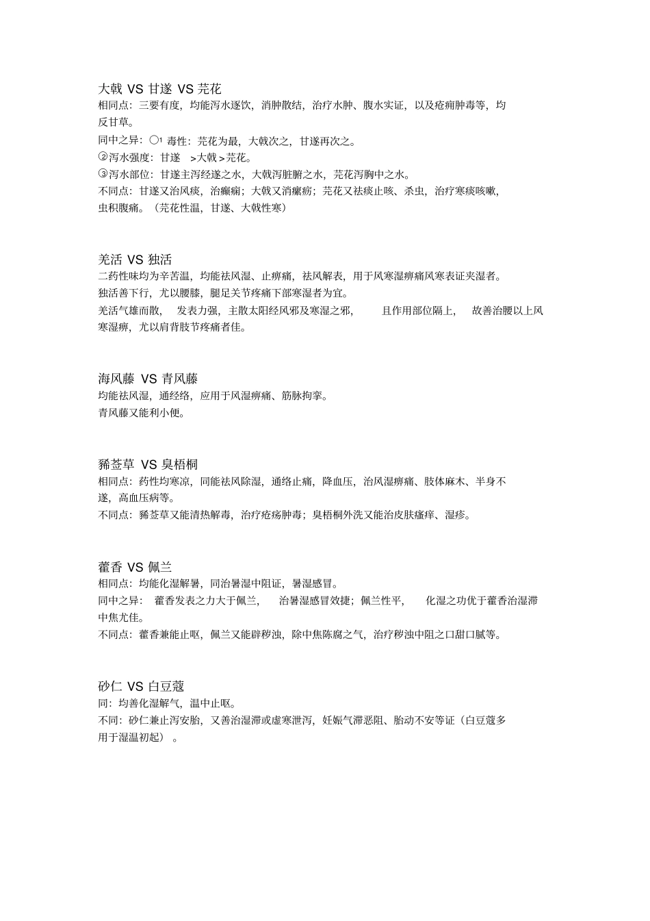 重点中药对比总结_第2页