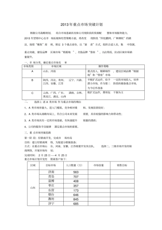 重点场突破计划