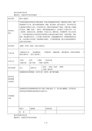 重点对外推介项目表